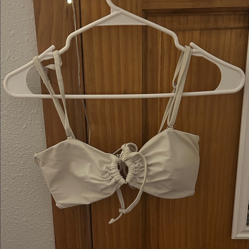 Cream Ruched Bikini Top